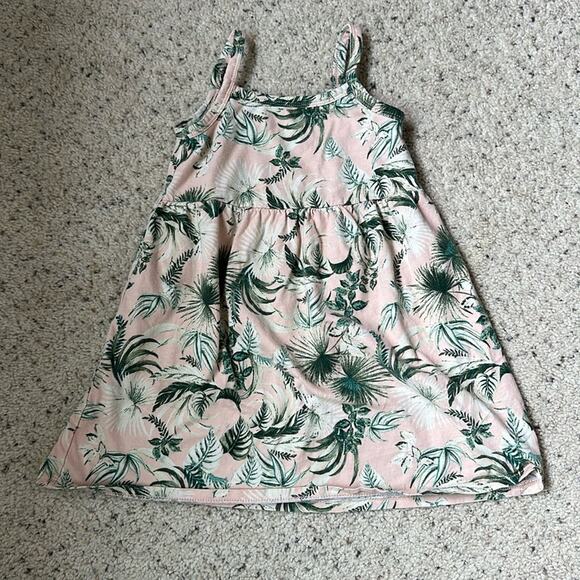 Toddler Tropical Print Pink and Green Dress - Picture 1 of 5